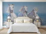 Fotobehang met paarden in de zee op maat gemaakt